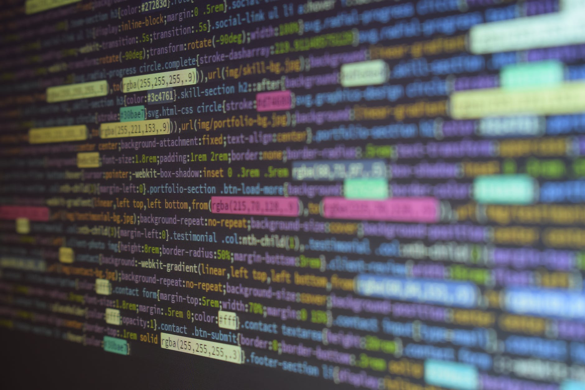 close up of code on a screen